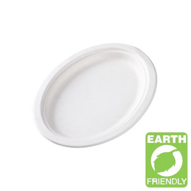 Plato oval Fibra blanco 26x19 cms p.50